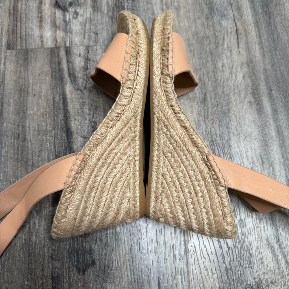 Tory Burch Bima 2 Espadrille Wedge Leather Strap Sandals Size 7 - Picture 5 of 11